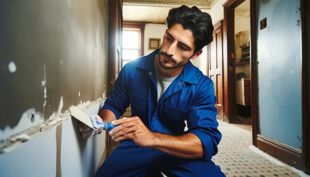 handyman fixing a drywall